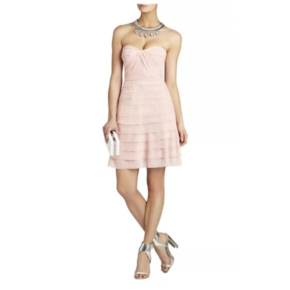 !! BCBGMaxAzria Cocco Light Shell Tiered Dress sz 6 - Picture 2 of 8